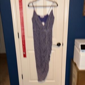 KARINA GRIMALDI Marisa Printed Rushed Midi Wrap Lavender Dress